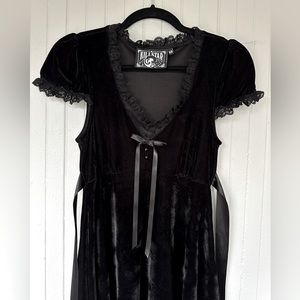 Killstar Heather Babydoll Dress Black Velvet XS